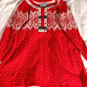 Hanna Andersson Christmas Holiday Red Sweater Dress Size 5